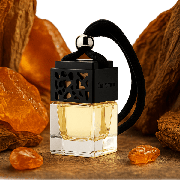 Sweet Sensation car fragrance with amber, woody, and animalic sweet notes.
