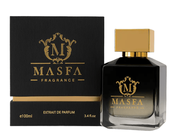Masfa 100ml black and gold perfume bottle with box